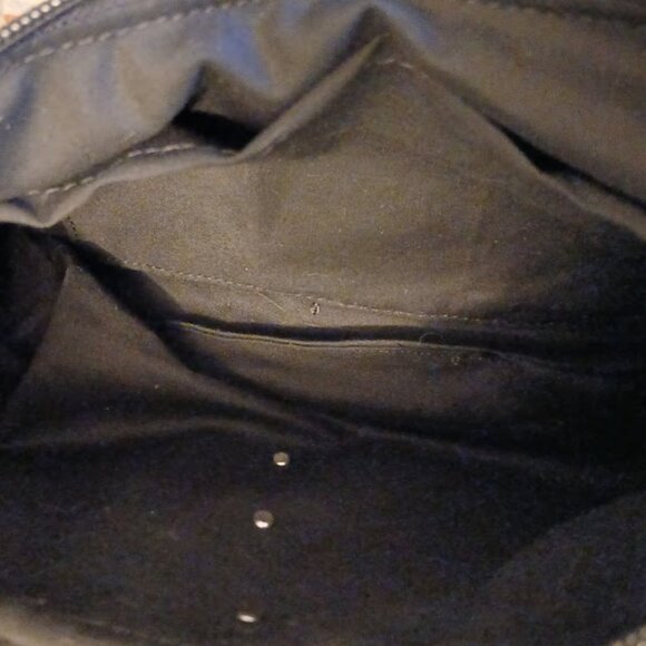 New Canvas Vinyl Top handle Shoulder Bag Purse Ombre Roses Crescent Baguette - Picture 9 of 9